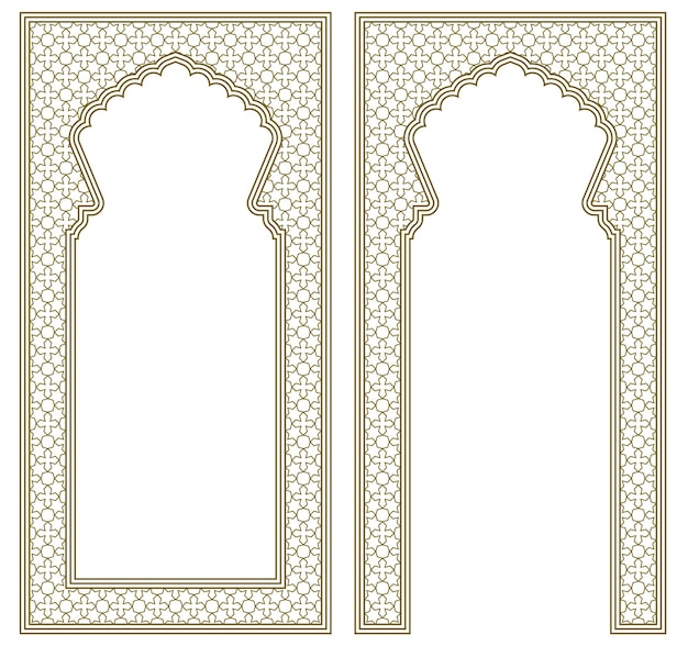 Set two Rectangular frames of the Arabic pattern with proportion 2x1