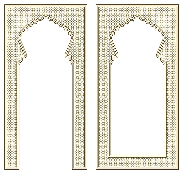 Set two Rectangular frames of the Arabic pattern with proportion 2x1