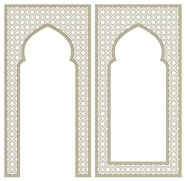 Set two Rectangular frames of the Arabic pattern with proportion 2x1