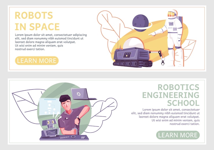 Vector set of two robotics horizontal banners