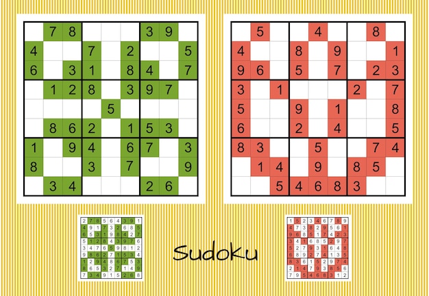 Set of two unique sudoku with answers