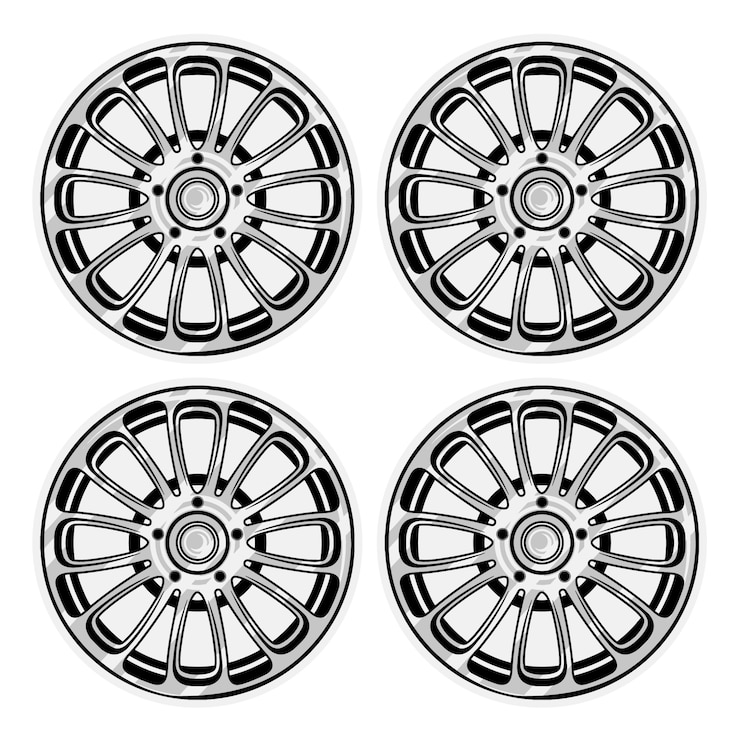 Vector set of tyres wheels