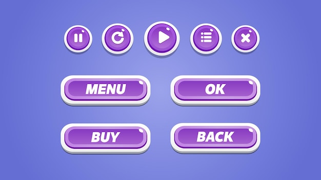 Vector set of ui buttons for game free vector