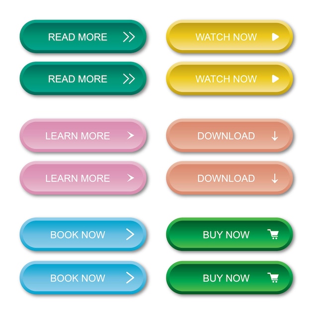 a set of UI call to action button design for website and application