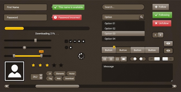 Set UI elements for Web site Vector User Interface