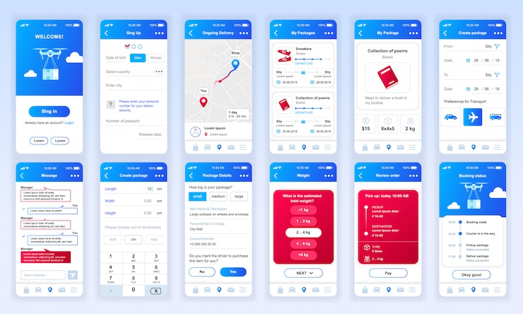 Вектор набор экранов ui, ux, gui