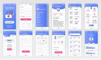 Vector set of ui, ux, gui screens medicine app flat