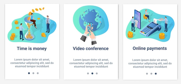 Набор UI и UX интерфейсов Видеоконференция «Время – деньги» и онлайн-платежи