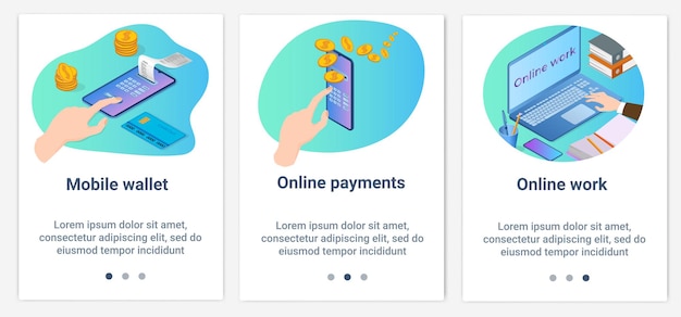 Набор UI и UX интерфейсов для пользовательского интерфейсаМобильный кошелек и онлайн работа
