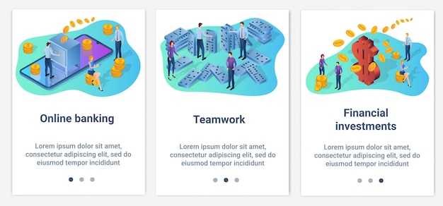 Набор UI и UX интерфейсов для пользовательского интерфейсаОнлайн-банкингкомандная работа и финансовые инвестиции