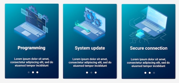 Un insieme di interfacce ui e ux per l'interfaccia utenteaggiornamenti del sistema di programmazione e connessione sicura