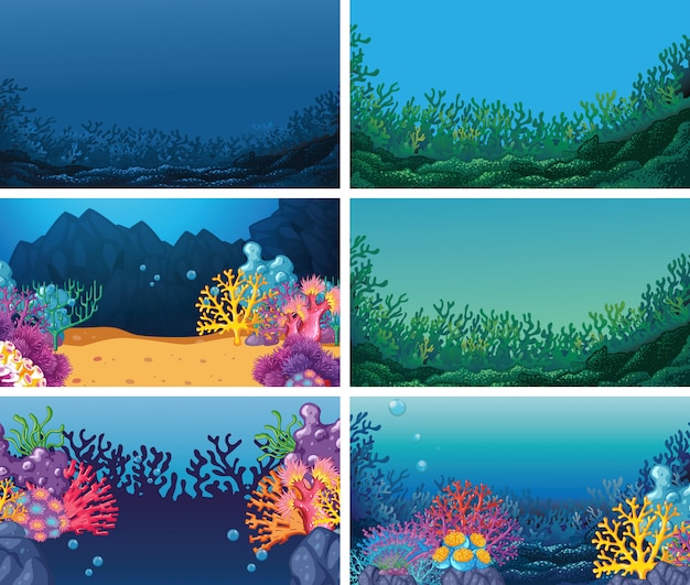 Vector set of underwater background set