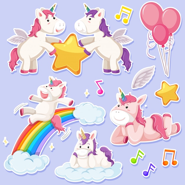 Set of unicorn character