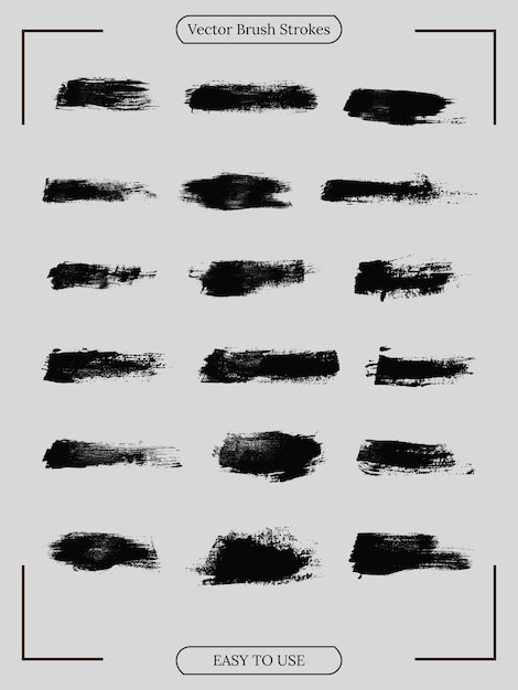 Vector set of unique handpainted brush strokes