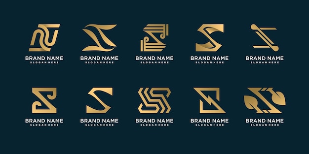 Set of unique letter Z logo collection with creative golden concept Premium Vector