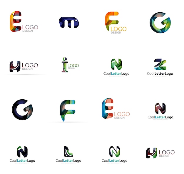 Set of universal company logo ideas business icon collection