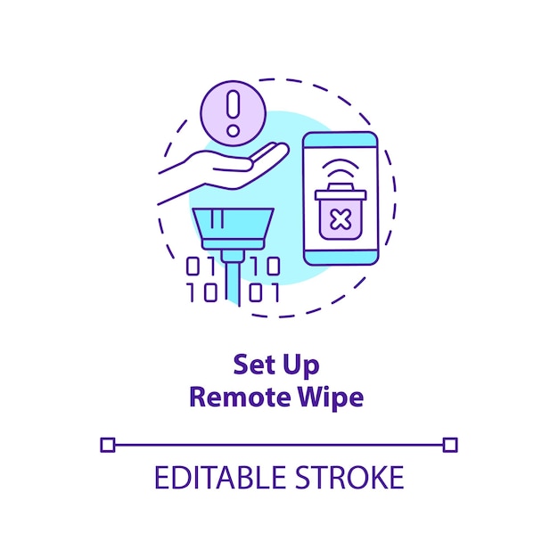 Set up remote wipe concept icon