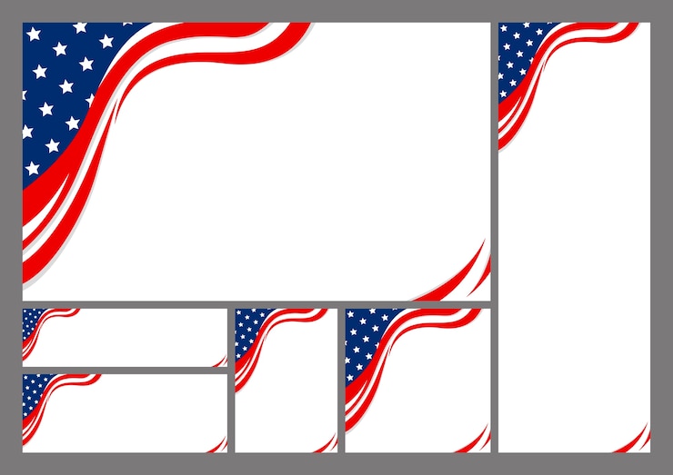 Vector set of usa abstract background of american flag with copy space