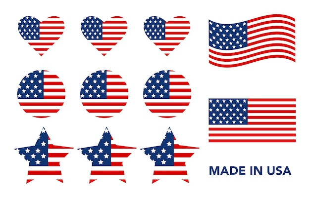 Set of usa flags illustration