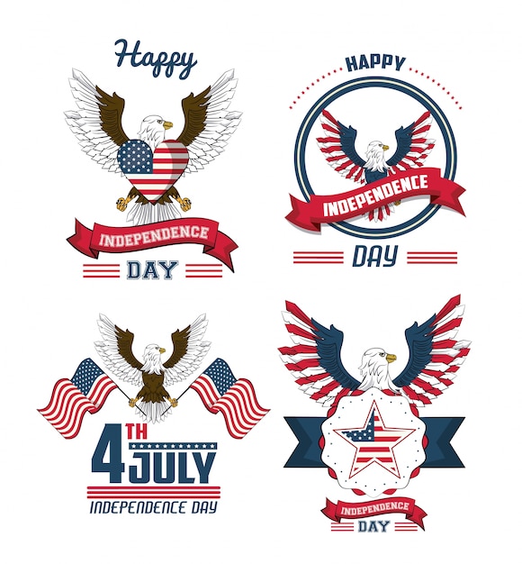 Vector set of usa independence day cards