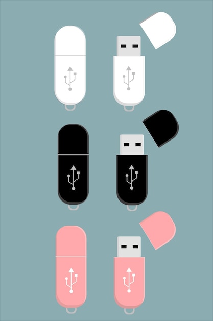 Un set di chiavette usb bianche nere e rosa