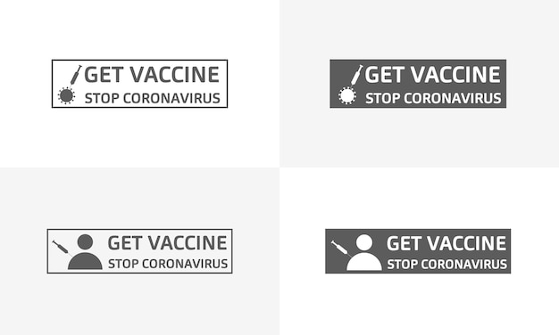 Vector set of vaccine banner icon design template stop coronavirus prevent coronavirus