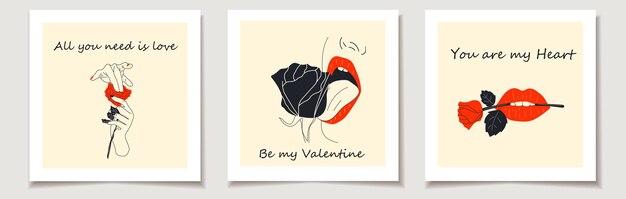 Set Valentijnsdagkaarten Set met seksueel handgebaar - Hand en roos simuleren geslachtsgemeenschap