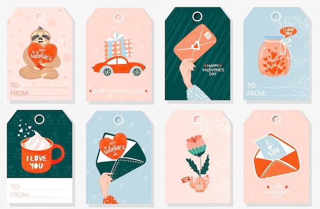 Set of valentine gift tags.