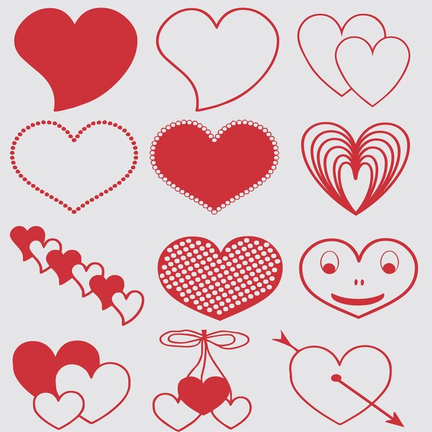 Set of valentine hearts red vector