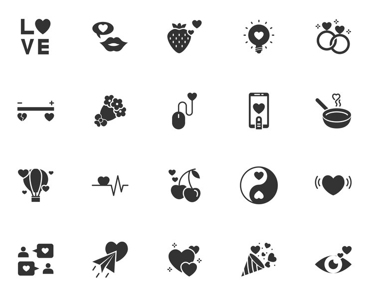 set of valentine icons love and romance