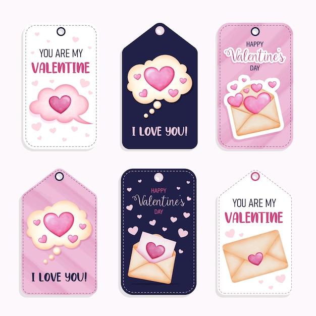 set of valentine labels gift tag