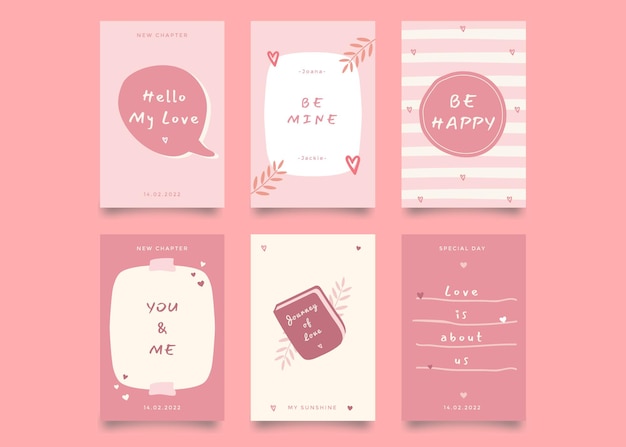 Set of valentine's day card template.