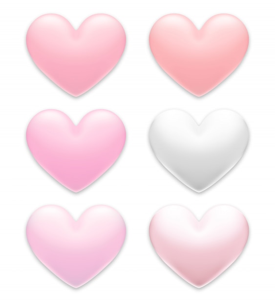 Set of Valentine's day hearts on white background