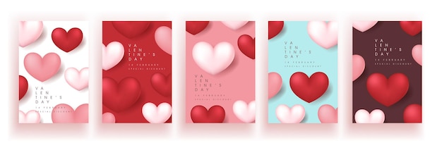 Vector set of valentine's day sale poster or banner backgroud.