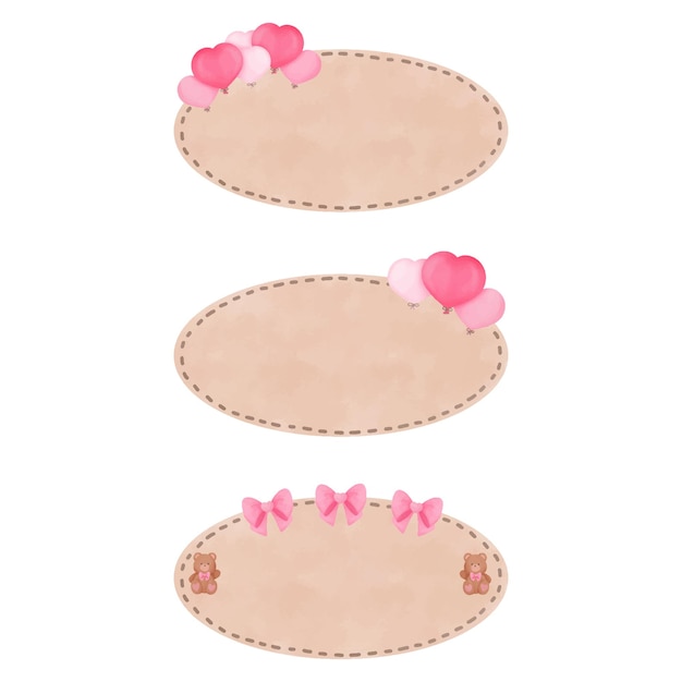 set of valentine tag for decoration invitation and greetings