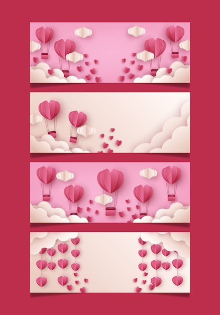 Set di modello di banner di san valentino per social media