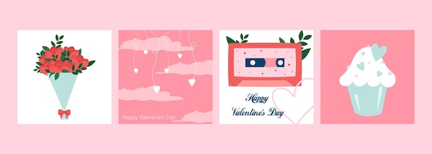 Set of Valentines day card.Holiday banners,