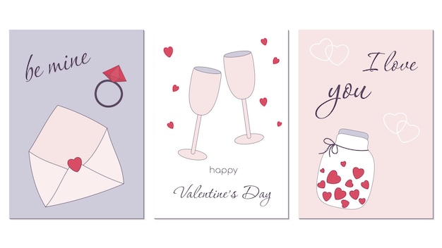 Set of valentines day cards