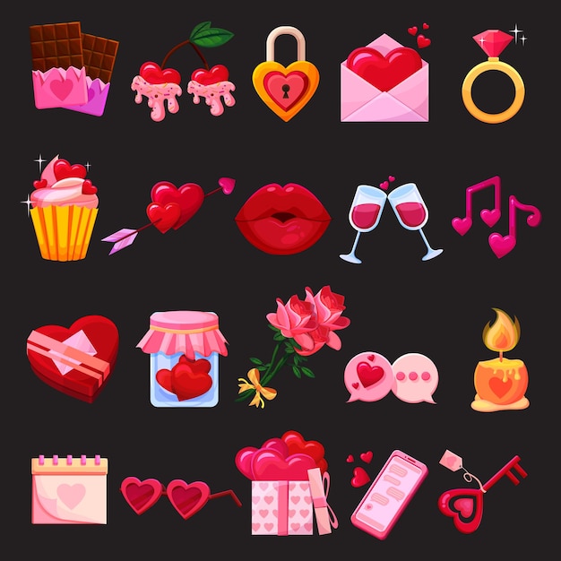 Set of Valentines Day elements