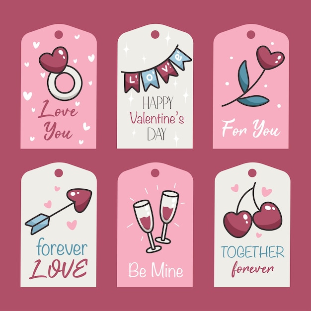 set of valentines day gift tags