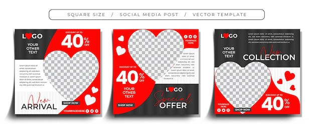 Set Valentines Day Offer Post Templates