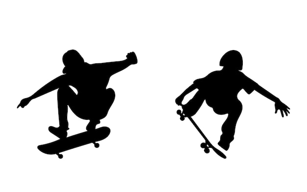 Set van 2 skateboarder silhouet