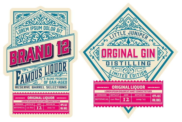 Vector set van 2 vintage etiketten. gelaagd