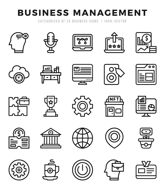 Set van 25 Business Management Lineal Icons Pack