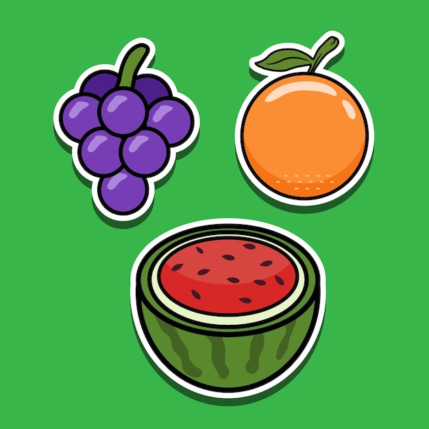 set van 3 fruitstickers