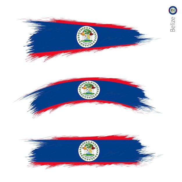 Set van 3 grunge getextureerde vlag van Belize