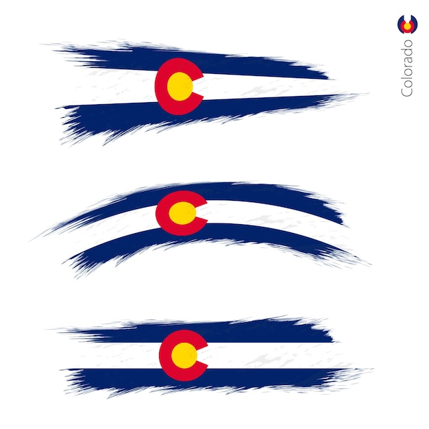 Set van 3 grunge getextureerde vlag van de Amerikaanse staat Colorado