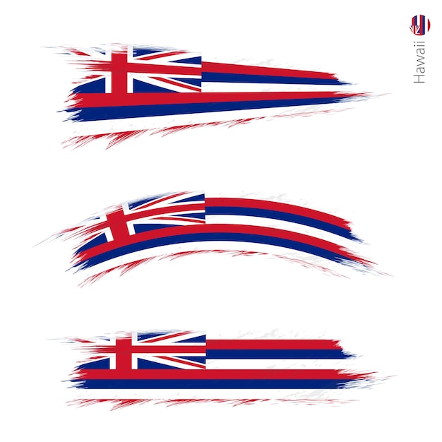 Set van 3 grunge getextureerde vlag van de Amerikaanse staat Hawaï