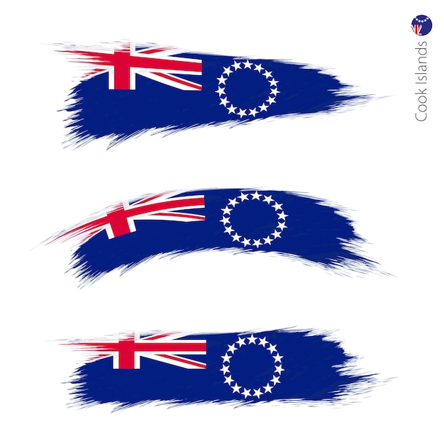 Set van 3 grunge getextureerde vlag van de Cook Eilanden