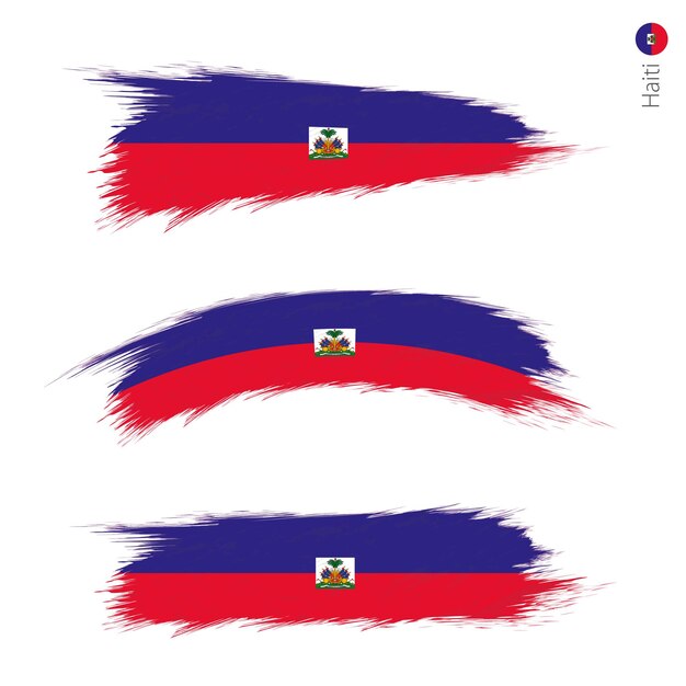 Set van 3 grunge getextureerde vlag van Haïti